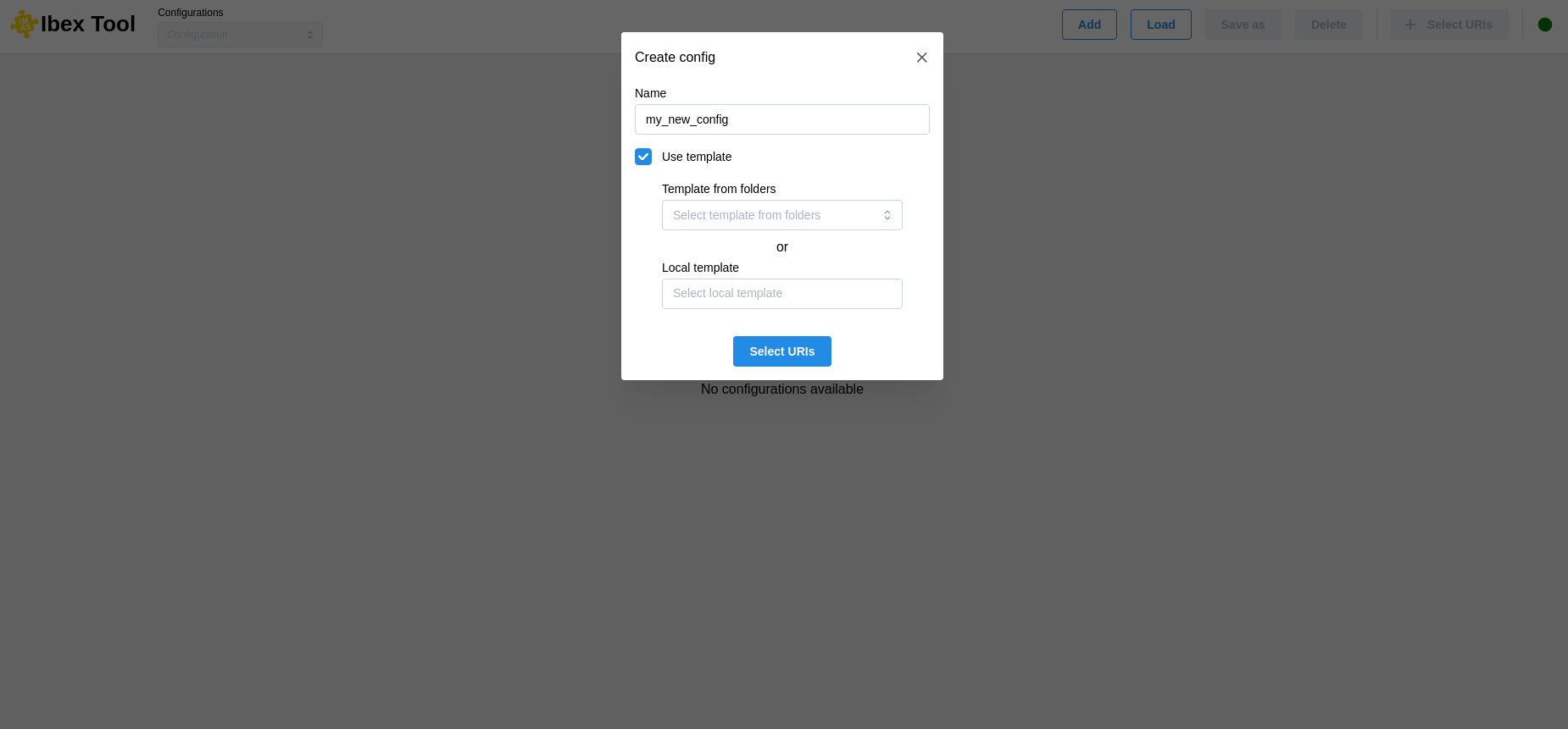 Create ibex configuration