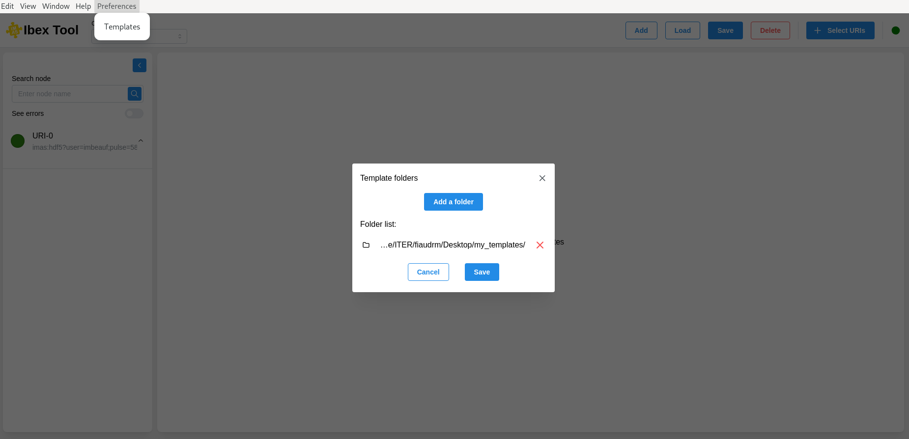 Modal to select folders containing templates